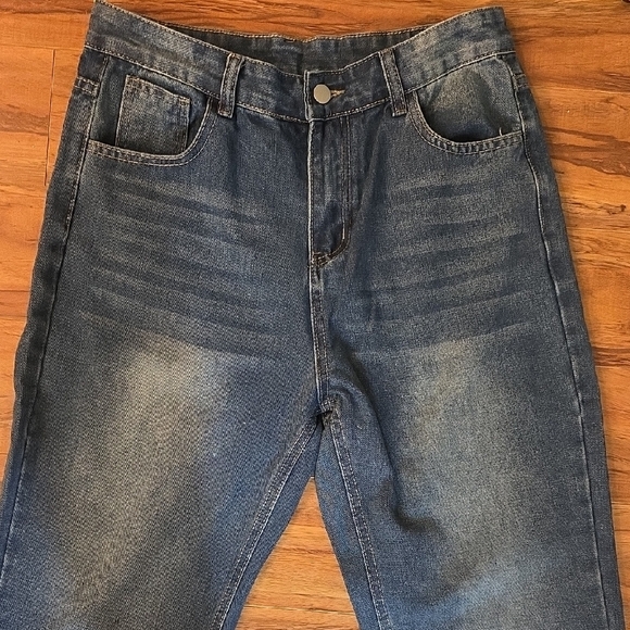 Blue Flare & Wide Leg Jeans with Classic Denim Texture - Picture 3 of 4